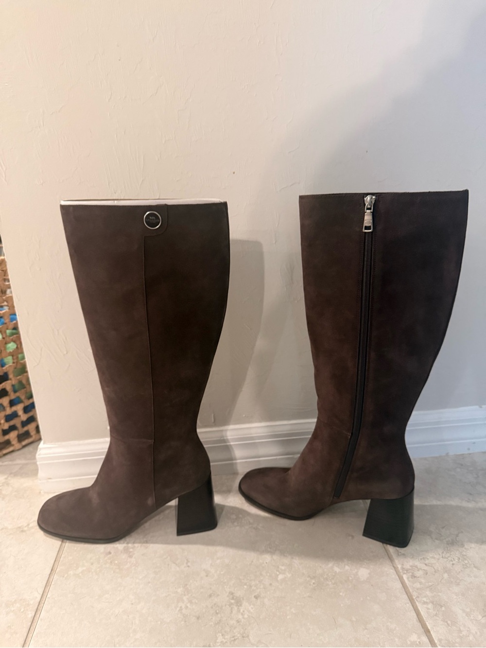 Coach Dark Brown Suede Boots with Block Heel - Picture 3 of 7